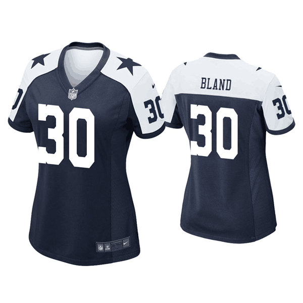 Women's Dallas Cowboys #30 DaRon Bland Navy/White Stitched Game Jersey(Run Small)